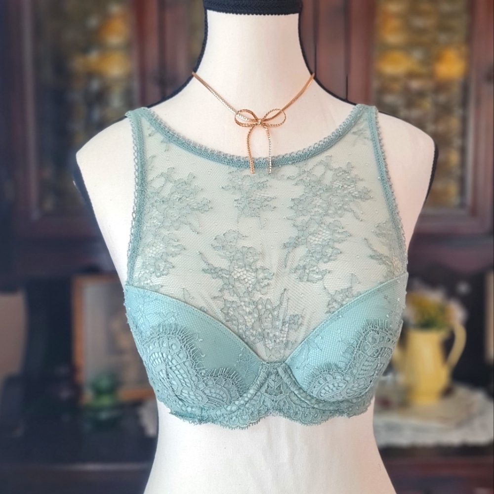 Aqua Blue VS Lace Halter Bra size 32B